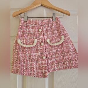 Pink Skirt with Pearl Accents